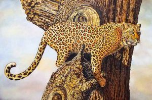 Leopard-oil painting