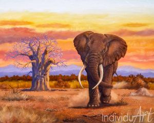 Elephant painting oil - African Elephant