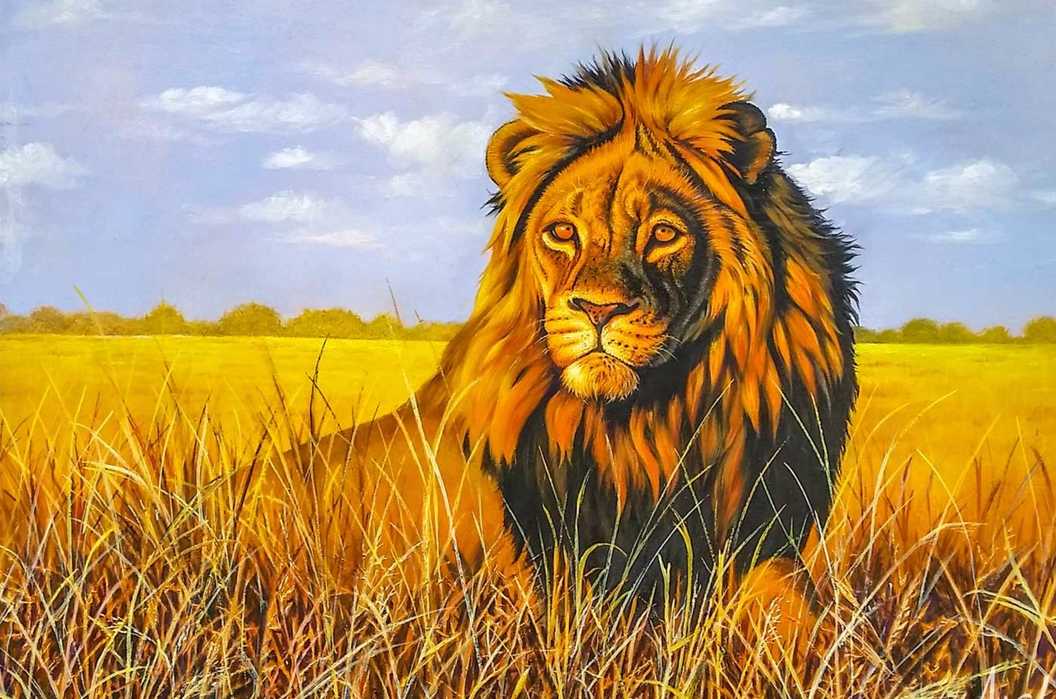 Lion oil painting