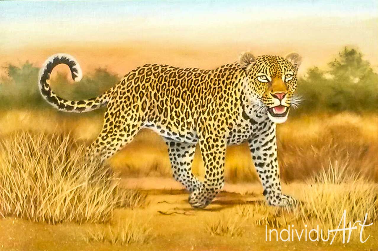 Leopard walking | Oil Painting